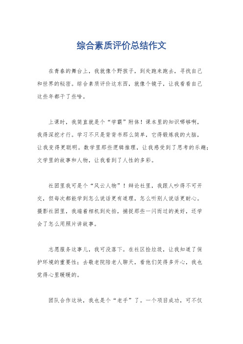 综合素质评价总结作文