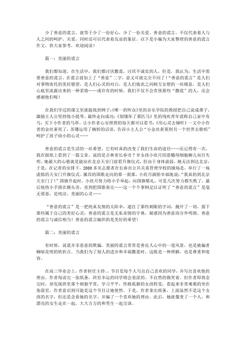 善意的谎言高一作文