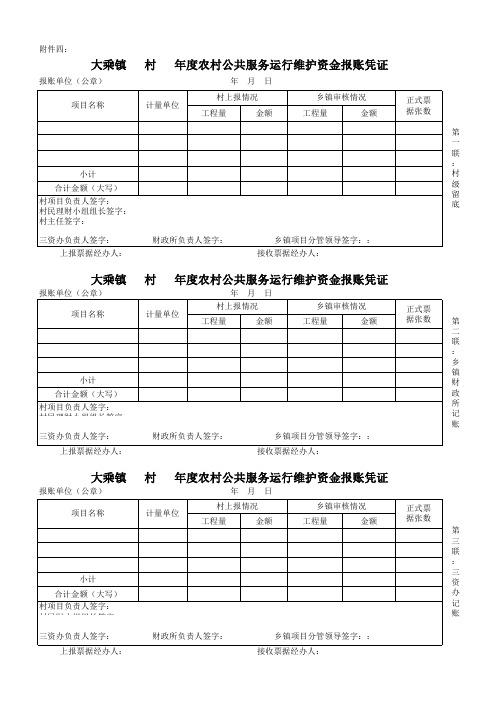 农村公共服务运行维护资金报账凭证