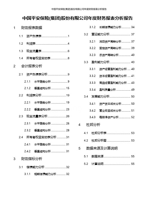 中国平安保险(集团)股份有限公司年度财务报表分析报告