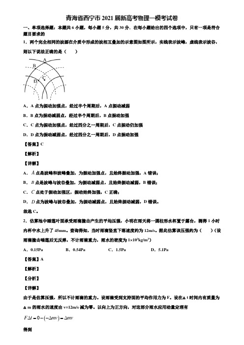 〖含5套模拟卷〗青海省西宁市2021届新高考物理一模考试卷含解析