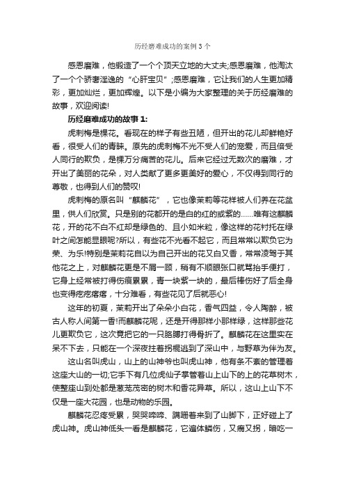 历经磨难成功的案例3个_成功励志