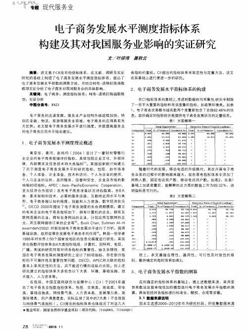 电子商务发展水平测度指标体系构建及其对我国服务业影响的实证研究