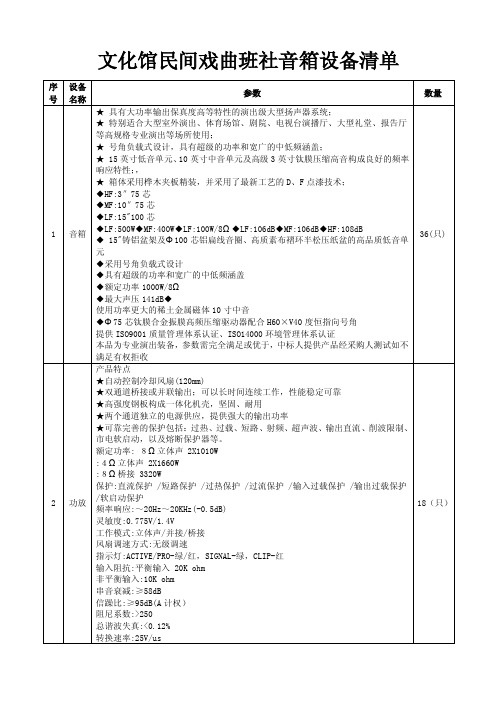 文化馆民间戏曲班社音箱设备清单