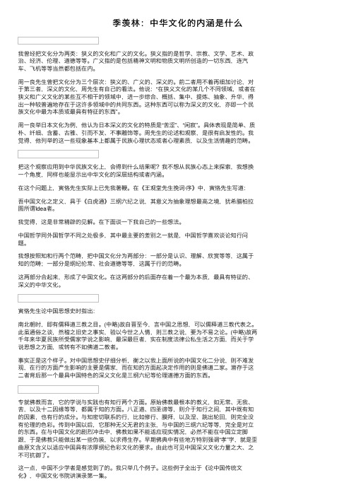 季羡林：中华文化的内涵是什么