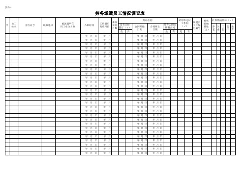 劳务派遣、用工单位基本情况及员工资料调查表(一套四份表格)