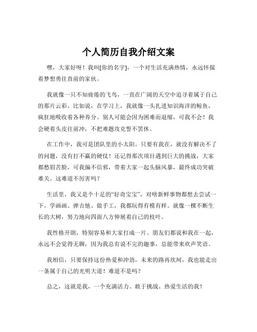 个人简历自我介绍文案