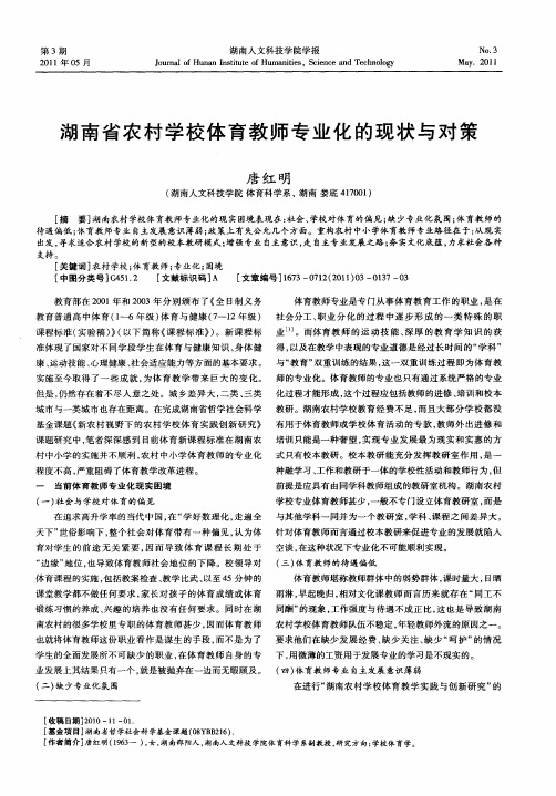 湖南省农村学校体育教师专业化的现状与对策