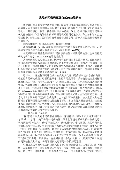 武陵地区梯玛还愿仪式的功能研究