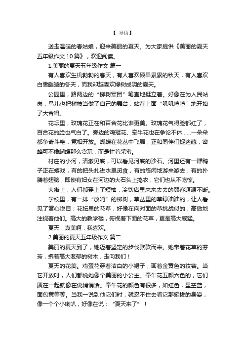 美丽的夏天五年级作文10篇