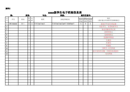 学生电子档案信息表