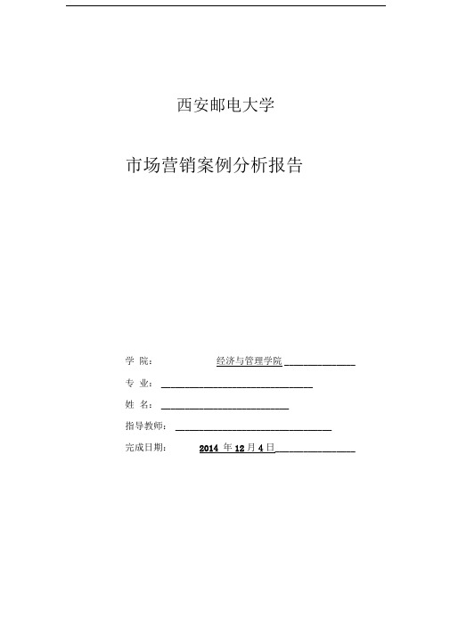 市场营销案例分析报告作业