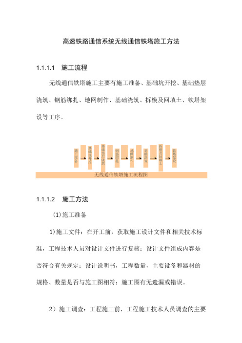 高速铁路通信系统无线通信铁塔施工方法