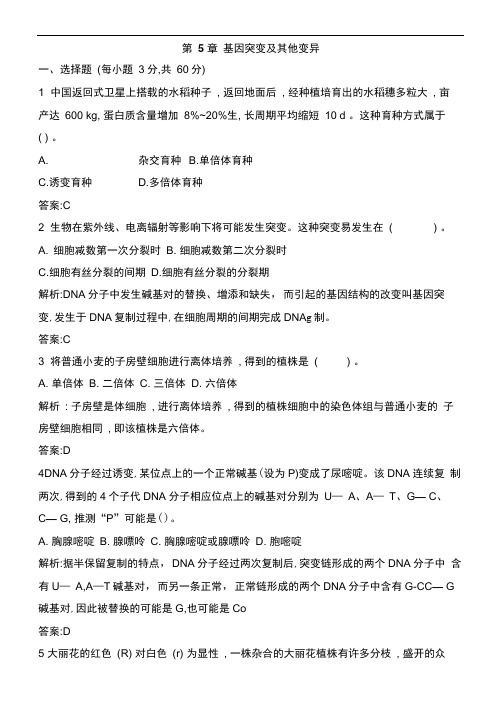 第5章基因突变及其他变异测试题附解析.doc