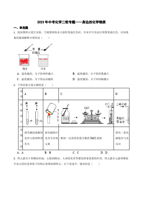 2023年中考化学二轮专题身边的化学物质