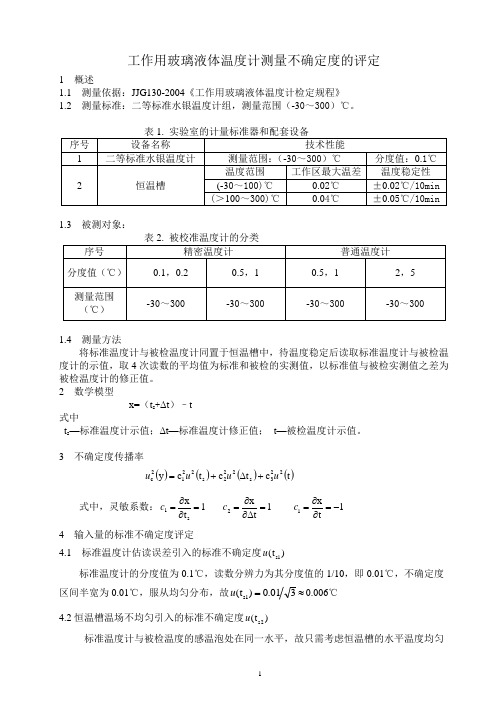 水银温度计测量不确定度评定(定稿)