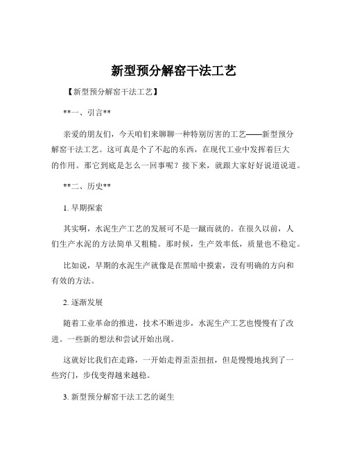 新型预分解窑干法工艺