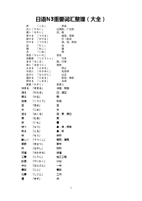 日语N3词汇(大全)