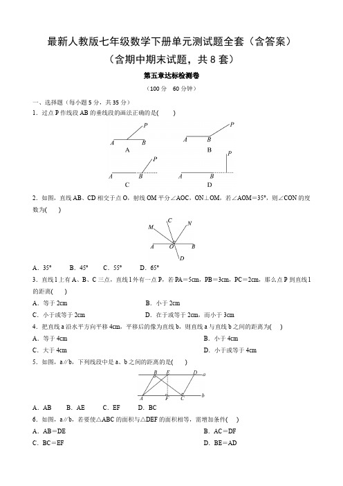 最新人教版七年级数学下册单元测试题及答案全套