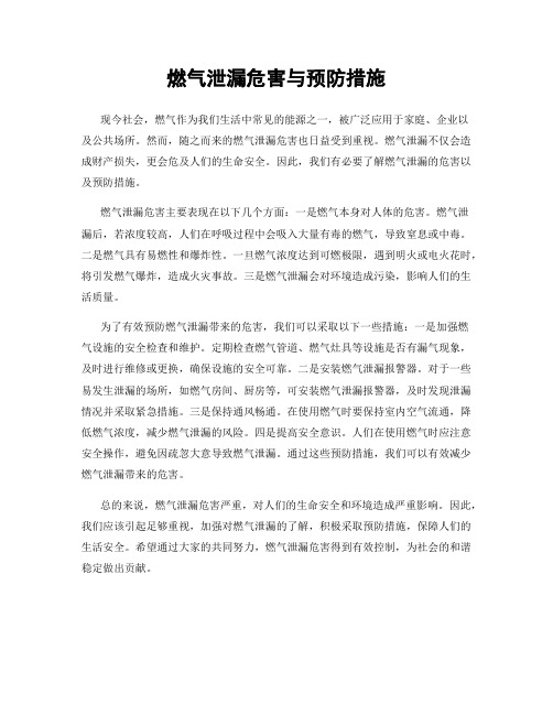 燃气泄漏危害与预防措施