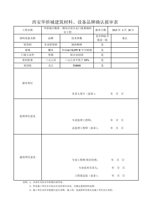 品牌确认报审表