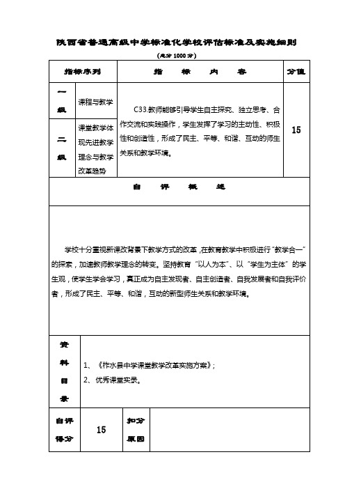 创建省级标准化高中材料-评估表(正式)-C033