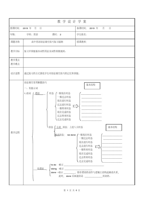 高中英语语法填空解题技巧复习提纲