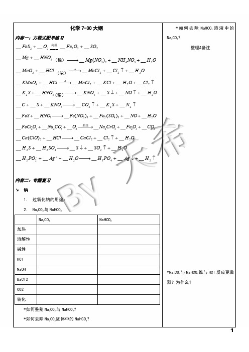 高中化学复习提纲(一)