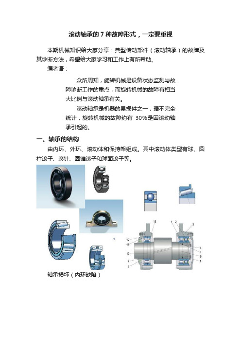 滚动轴承的7种故障形式，一定要重视