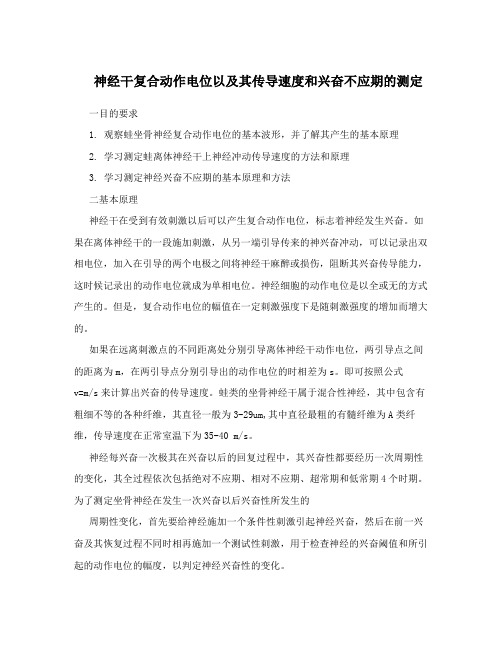 神经干复合动作电位以及其传导速度和兴奋不应期的测定