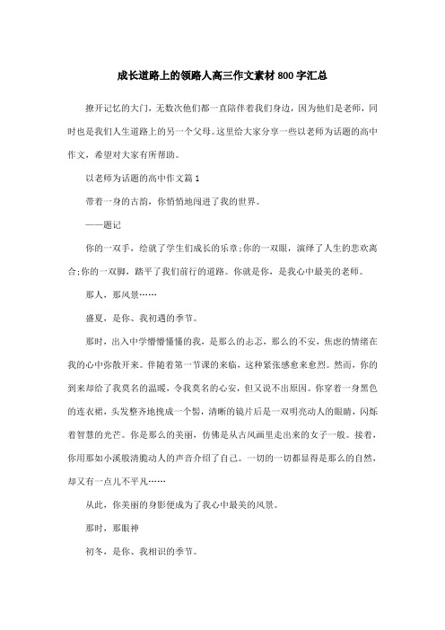 成长道路上的领路人高三作文素材800字汇总