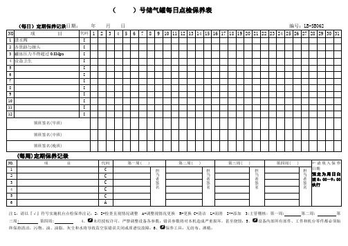 储气罐每日点检保养表