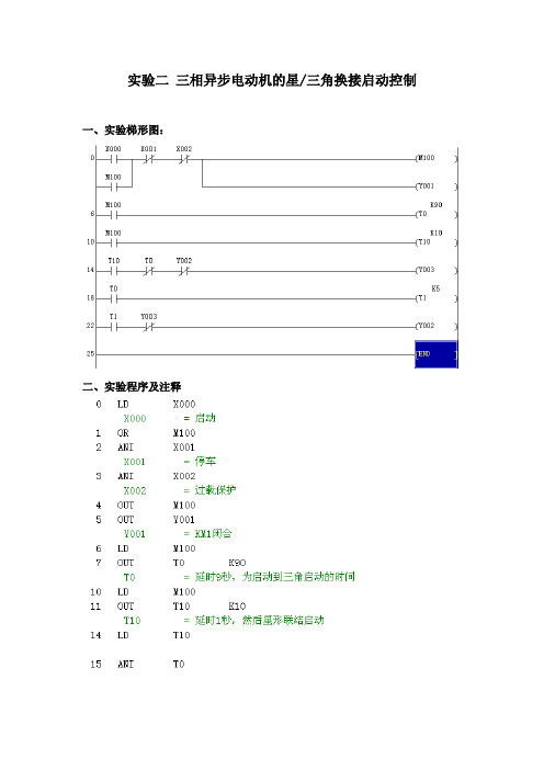 PLC实验二报告-三相异步电动机的星三角换接启动控制