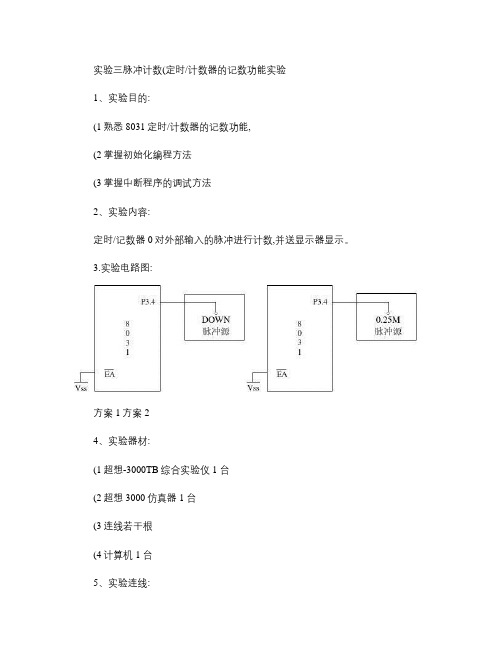 脉冲计数(定时计数器的记数功能实验)