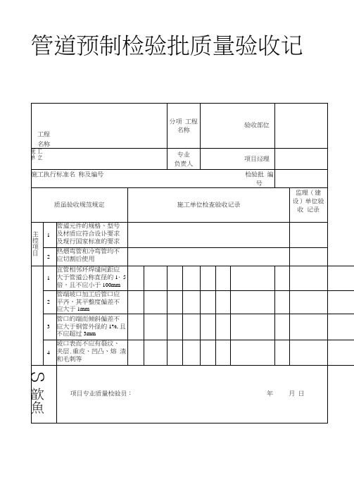 《石油天然气建设工程施工质量验收规范油气田集输管道工程》SY4204-检验批表格之欧阳化创编