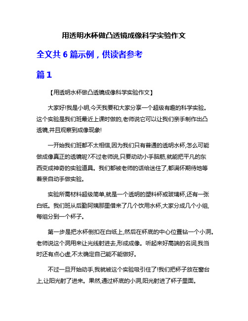 用透明水杯做凸透镜成像科学实验作文