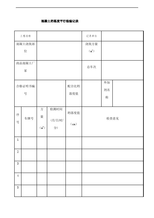 混凝土坍落度平行检验记录实验室