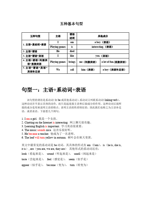 英语五种基本句型