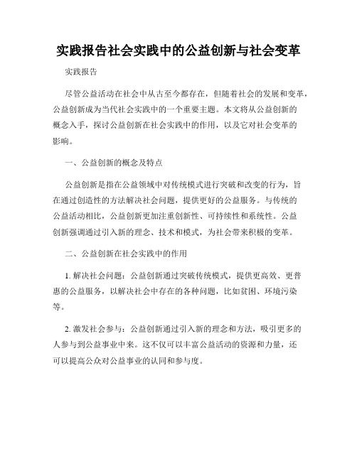 实践报告社会实践中的公益创新与社会变革