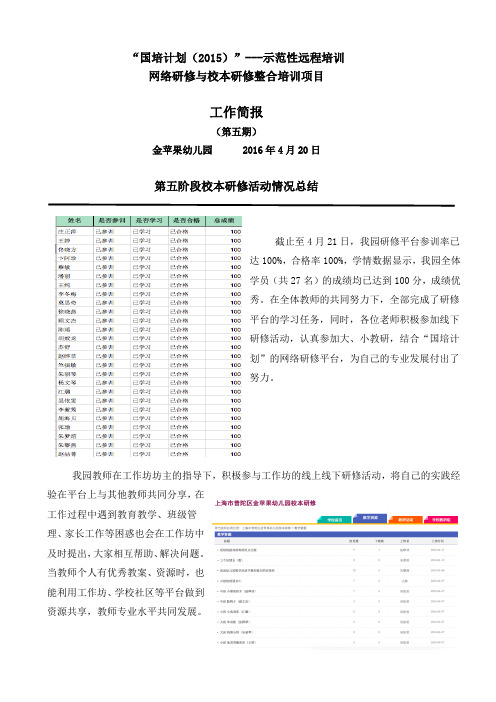 (金苹果幼儿园)国培计划第六期简报