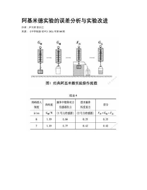 阿基米德实验的误差分析与实验改进