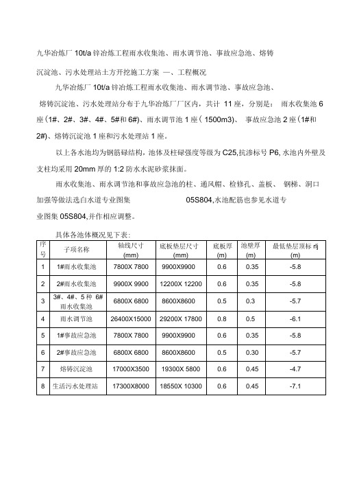 事故处理池土方开挖施工方案