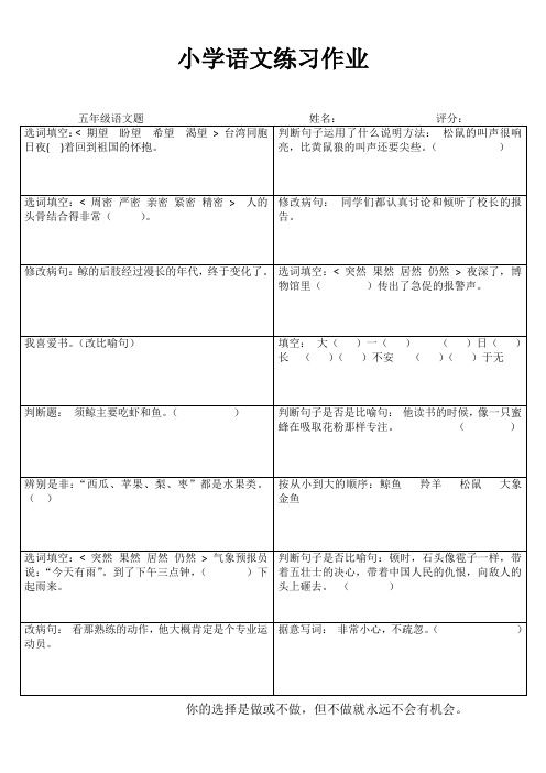 小小习题练一练(五语)23