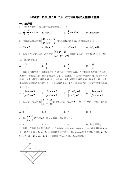 七年级初一数学 第八章 二元一次方程组(讲义及答案)含答案