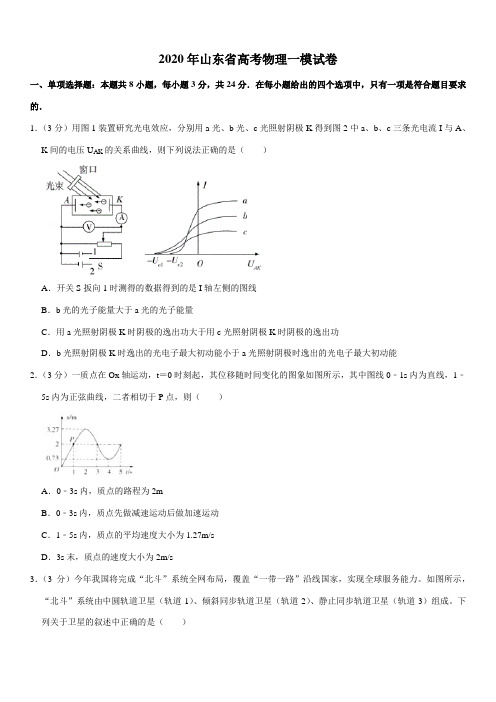 2020年山东省高考物理一模试卷