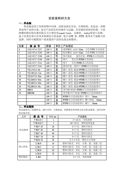 实验室耗材大全