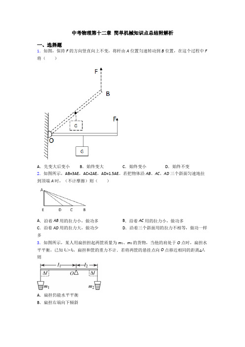 中考物理第十二章 简单机械知识点总结附解析