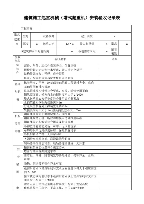 塔吊安装验收记录表