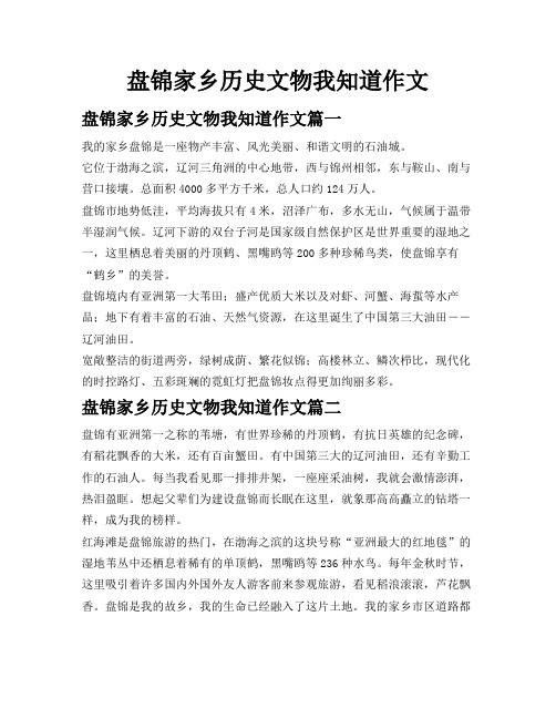 盘锦家乡历史文物我知道作文