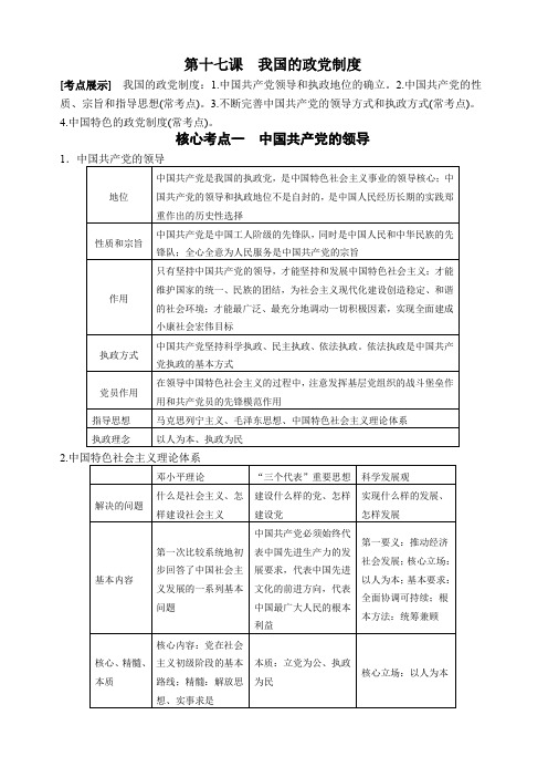 我国的政党制度知识点+习题